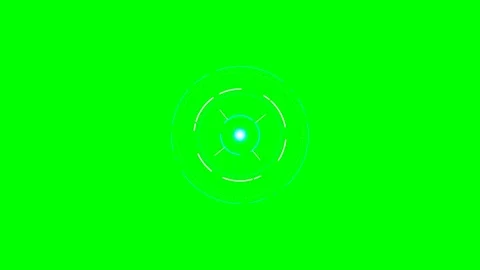 Futuristic circular target interface with a central light on green background Stock Footage 340905022