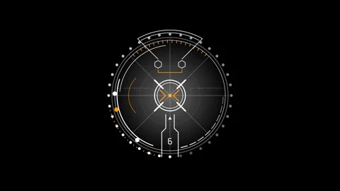Futuristic Circular Targeting Sight With Central Reticle Rotating Markers 库存影片 341516630