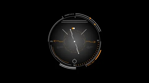 Futuristic Circular Targeting Sight With Rotating Compass Reticle Range Scale Stock Footage 341516618