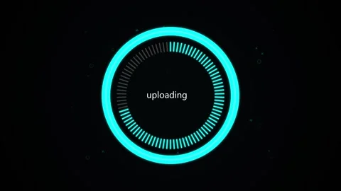 Futuristic Circular Uploading Progress Bar HUD with Cyan Neon Light and Complet 動画素材 347263377
