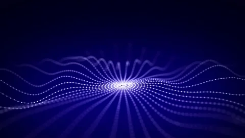 Futuristic circular wave. Dark cyberspace. Abstract sound wave with dots. Видео 162405538