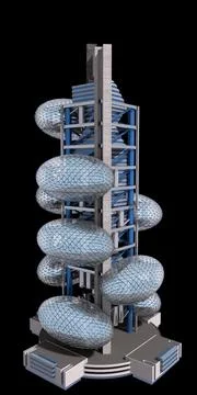 Futuristic City 3D Architecture Illustrazione stock