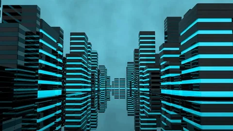 Futuristic City 3d cgi render seamless looping Stock Footage 122844886