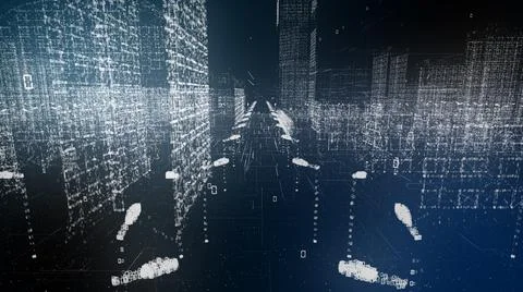 Futuristic city abstract digital code network of a smart city  스톡 일러스트