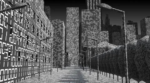 Futuristic city abstract digital code network of a smart city  Stock Illustration