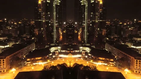 Futuristic city architecture. time lapse of city by night Stock Footage 40570850
