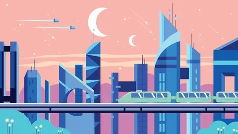 Futuristic City Background Stock Illustration