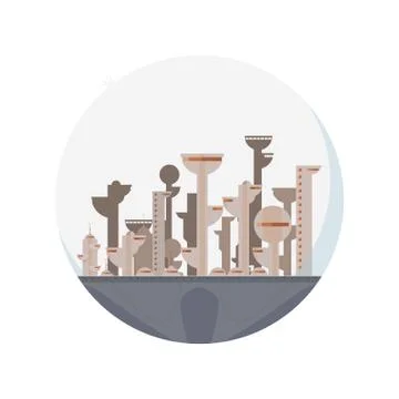Futuristic city building Ilustración de archivo