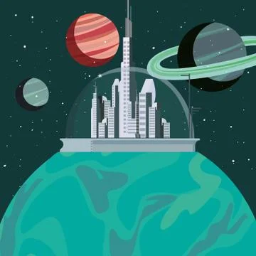 Futuristic city building Ilustración de archivo
