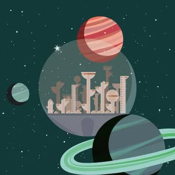 Futuristic city building Ilustración de archivo