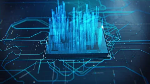 Futuristic City Hologram Grows With Data Information Lines. Global Digital Stock Footage 201421106