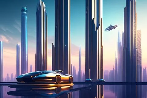 Futuristic city landscape Illustrazione stock