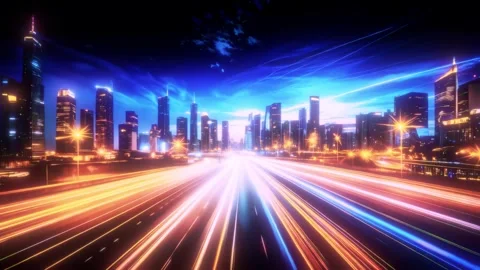 Futuristic City Road Light Trails Timelapse Animation Stock Footage 339288929