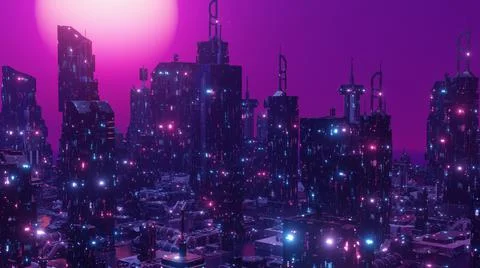 Futuristic City Scape Metaverse Background Digital Data Network Transformation Illustrazione stock