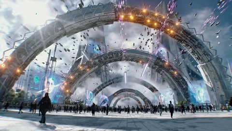 Futuristic city. Sci fi architecture and buildings. Stock Footage 328549024