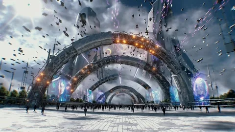 Futuristic city. Sci fi architecture and buildings. Stock Footage 328549047