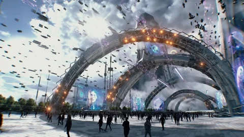 Futuristic city. Sci fi architecture and buildings. Stock Footage 328549056