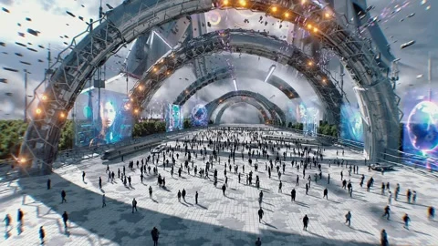 Futuristic city. Sci fi architecture and buildings. Stock Footage 328549077