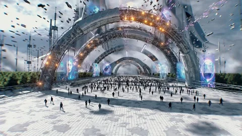 Futuristic city. Sci fi architecture and buildings. Stock Footage 328549153