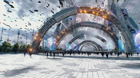 Futuristic city. Sci fi architecture and buildings. Stock Footage 328549154