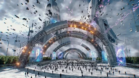 Futuristic city. Sci fi architecture and buildings. Stock Footage 328549186