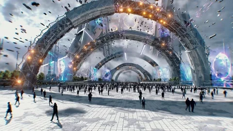 Futuristic city. Sci fi architecture and buildings. Stock Footage 328549216