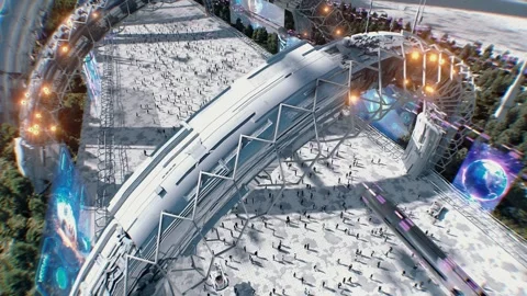 Futuristic city. Sci fi architecture and buildings. Stock Footage 328549217