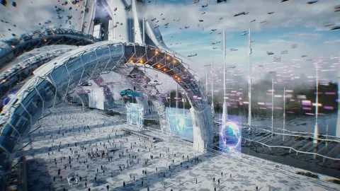 Futuristic city. Sci fi architecture and buildings. Stock Footage 328549267