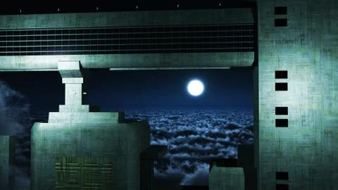 Futuristic city in the sky Stock Illustration