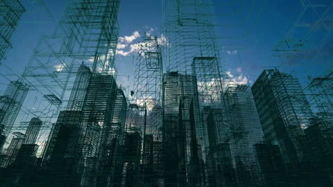 Futuristic city skyline, Artificial intelligence, Internet of things,aerial view Stock Footage 252033930