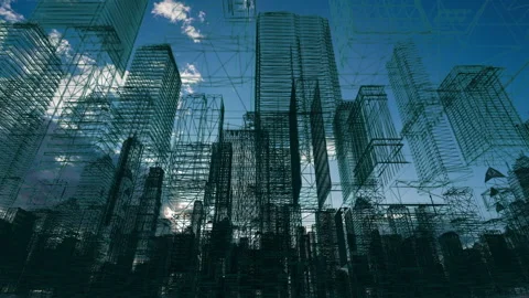 Futuristic city skyline, Artificial intelligence, Internet of things,aerial view Stock Footage 253081961