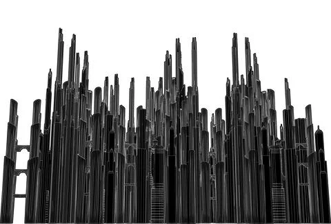 Futuristic City Of Skyscrapers Vector. 스톡 일러스트