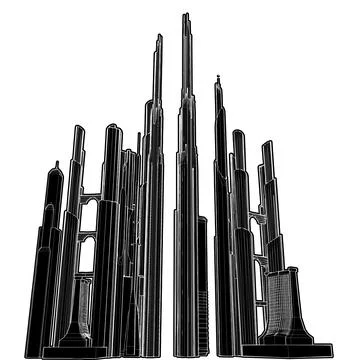 Futuristic City Of Skyscrapers Vector. 스톡 일러스트
