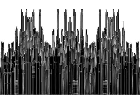 Futuristic City Of Skyscrapers Vector. Stock Illustration