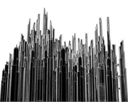 Futuristic City Of Skyscrapers Vector. イラスト素材