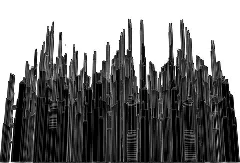 Futuristic City Of Skyscrapers Vector. Stock Illustration