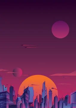 Futuristic City Vertical Stockillustratie