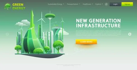 Futuristic City Website Template Stock Illustration