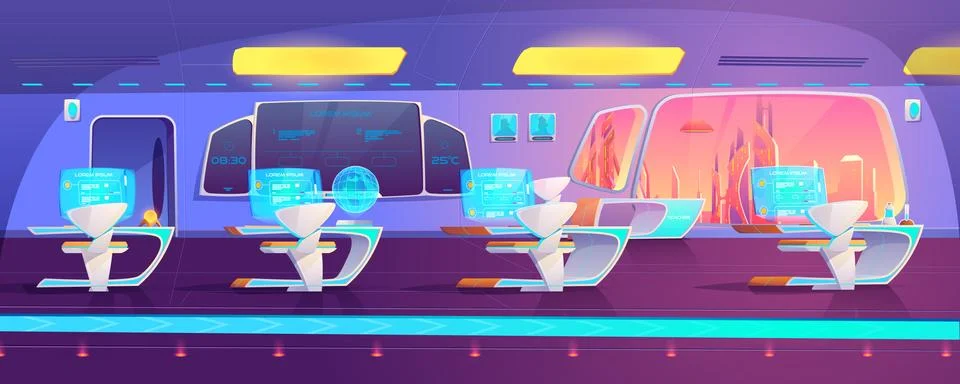 Futuristic classroom on space ship, studying area Stock Illustration