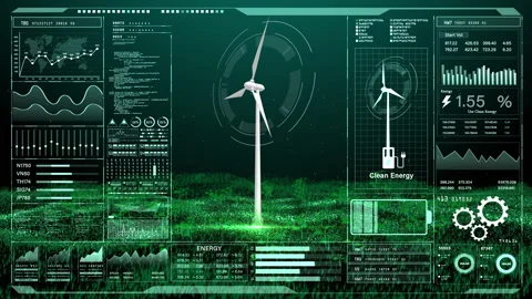 Futuristic Clean Energy Interface, Digital interface showcasing data. Stock Footage 264218864