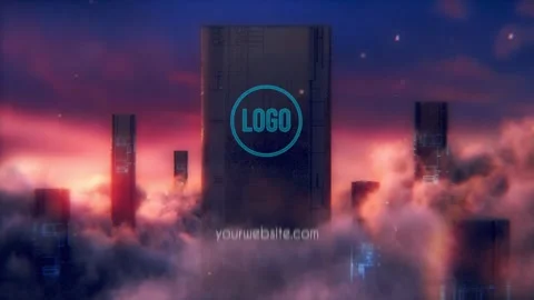 Futuristic Cloud Columns Logo Stock After Effects