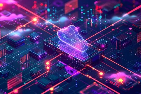 Futuristic cloud computing concept on circuit board Stock Photos