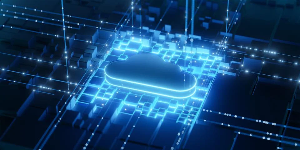 Futuristic cloud computing concept Stock Photos