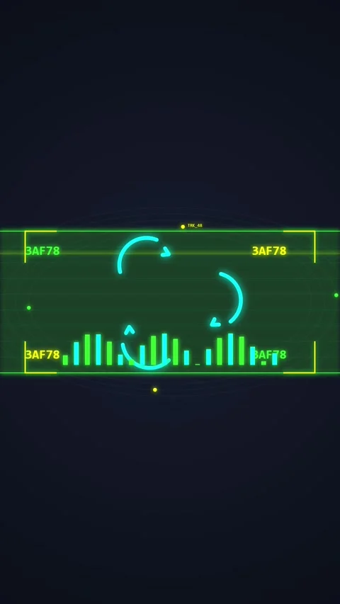 Futuristic Cloud Computing Data Analysis HUD with Bar Graph and Reload Icon Stock Footage 348817857