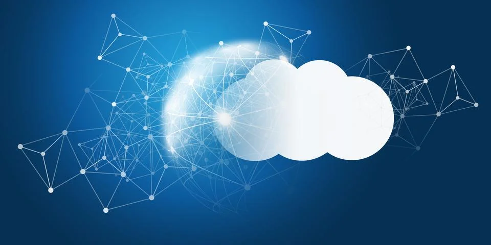 Futuristic Cloud Computing Design Concept - Digital Connections, Technology.. Stock Illustration