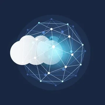 Futuristic Cloud Computing Design Concept - Digital Connections, Technology.. Stock Illustration