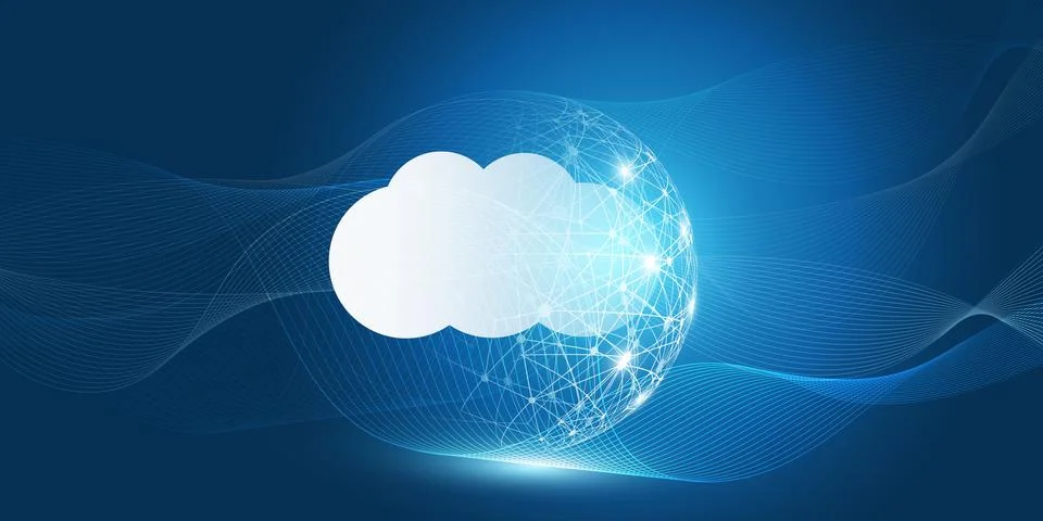 Futuristic Cloud Computing Design Concept - Digital Connections, Technology.. Stock Illustration