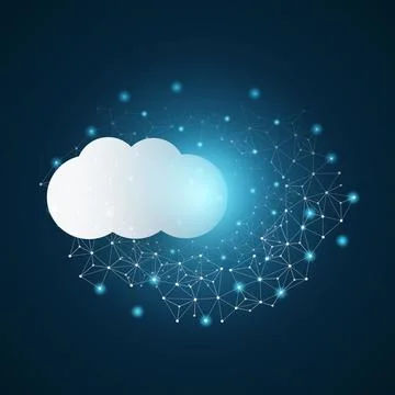 Futuristic Cloud Computing Design Concept - Digital Connections, Technology.. Illustrazione stock