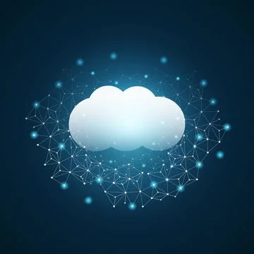 Futuristic Cloud Computing Design Concept - Digital Connections, Technology.. Stock Illustration