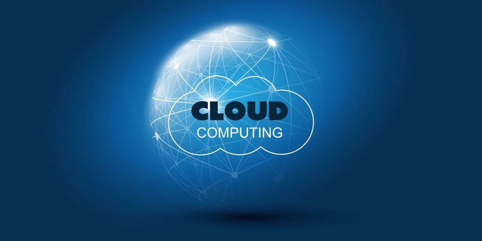 Futuristic Cloud Computing Design Concept - Digital Connections, Technology.. イラスト素材